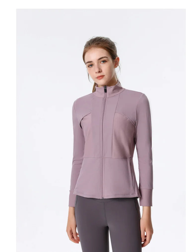 New Autumn SeasonsYoga Wear Women's Running Sportswear Tops Zip Up Sweatshirt Workout Fitness Clothes Cardigan Slim Tight Jacket