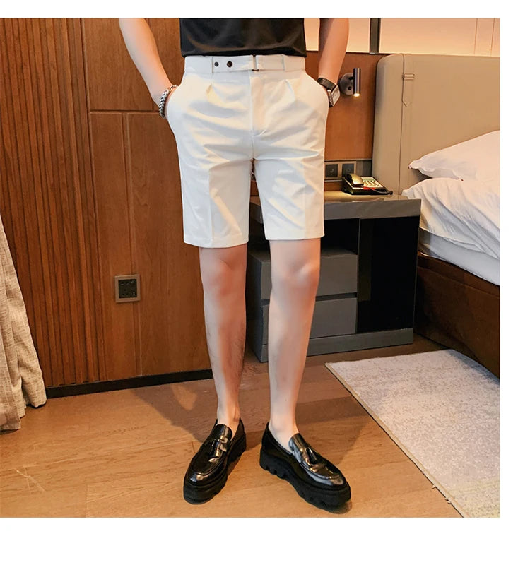 4 Color Summer British Style Suit Shorts 2023 Men Naples Business Casual Slim Fit Short Pant Fashion Slim Fit Solid Color Pants