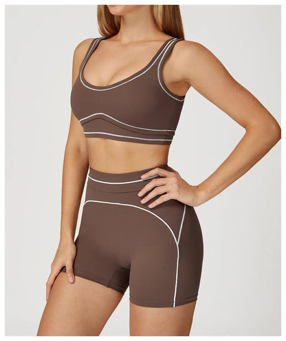 Color Contrast Yoga Bra Women Breathable Gym Fitness Bra Shockproof Sports Underwear Female Workout Bra Push Up Cycling Crop Top