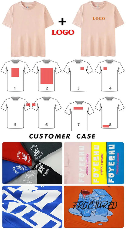Custom Your LOGO Hip Hop Streetwear Men 100% Cotton T-shirts Oversized Washed Top Tee Unisex Summer Retro Brand Personalized