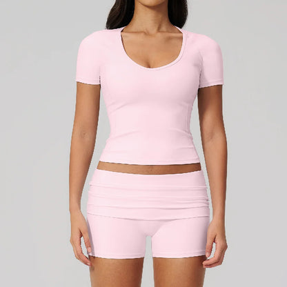 Summer 2PCS Tracksuits Yoga Suit Female Fitness Suit Running Workout Tops Shockproof Crop Sports Top Athletic Wear Sports Suit