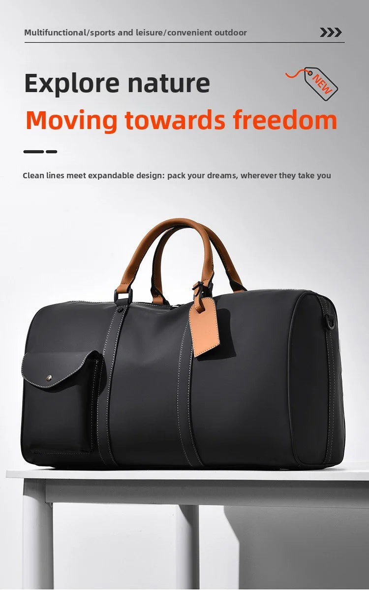 Custom Large Capacity Travel bag Totes Waterproof Crossbody Bag Man  Leather Travel Bag Handheld Bag print logo Business Handbag