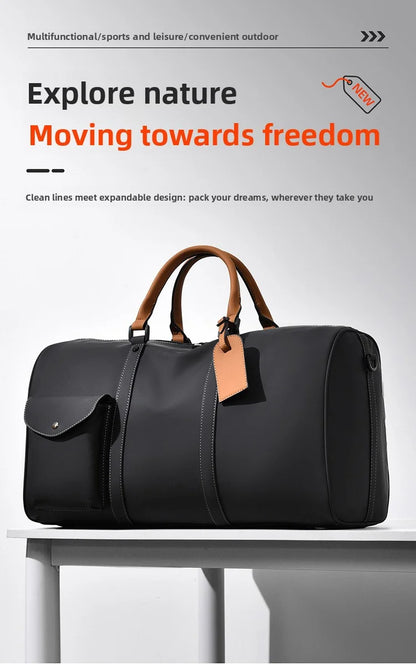 Custom Large Capacity Travel bag Totes Waterproof Crossbody Bag Man  Leather Travel Bag Handheld Bag print logo Business Handbag