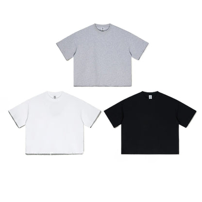 Custom LOGO Men's 240G Cotton Polyester American Cool Short Width Boxyfit Loose Short Sleeve T-Shirt Casual Top