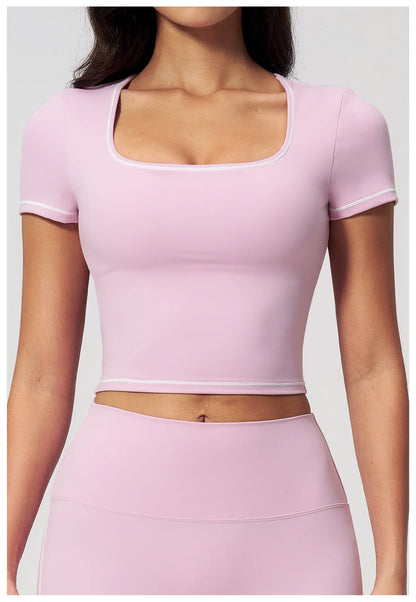 Yoga Shirts Women Sports T-Shirts Fitness Yoga Short Sleeve Gym Workout Top Running Active Shirts Female Push Up Sports T-shirts