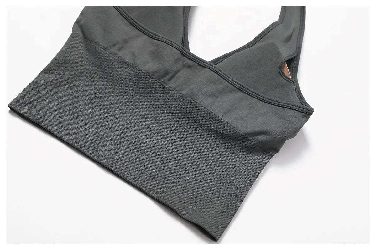 Sexy Seamless Sports Bras Halter Yoga Bra Women Fitness Gym Top Shockproof Running Workout Fast Dry Underwear Female Yoga Vest