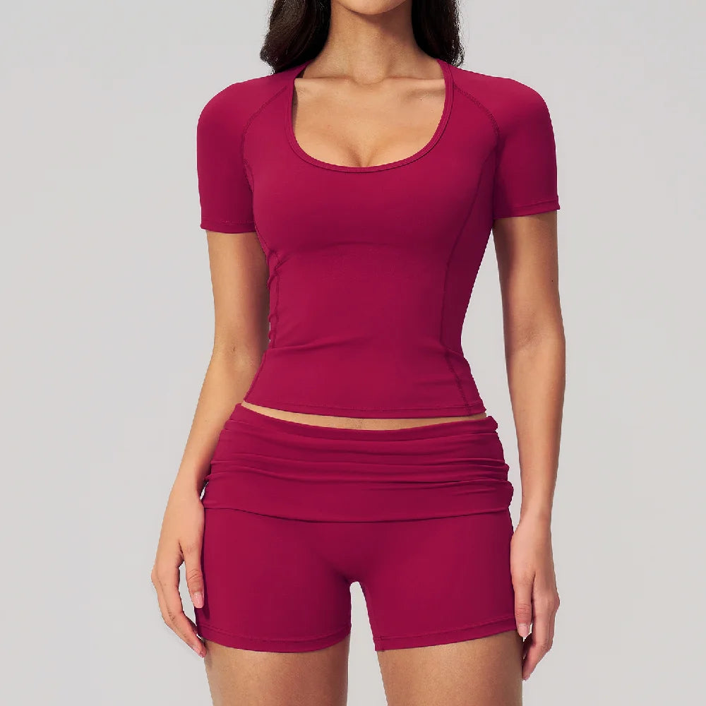 Summer 2PCS Tracksuits Yoga Suit Female Fitness Suit Running Workout Tops Shockproof Crop Sports Top Athletic Wear Sports Suit