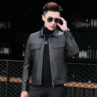 YOLANFAIRY Top Quality Real Sheepskin Genuine Leather Jacket Man Clothing Short Casual Leather Coat Soft Leather Jackets abrigos