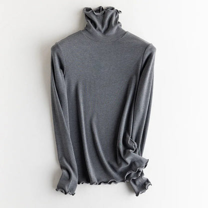 SuyaDream, Women Bottoming T Shirt, Silk Viscose Blend, Long Sleeves, Solid Basic Thermal  Shirt, 2024 Autumn Winter Top