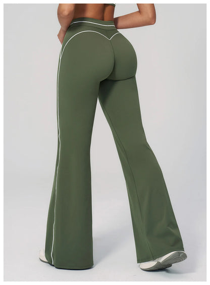 High Waist Yoga Wide Leg Pants Women Gym Fitness Bell-bottoms Pants Push Up Sports Trousers Female Casual Workout Flared Pants