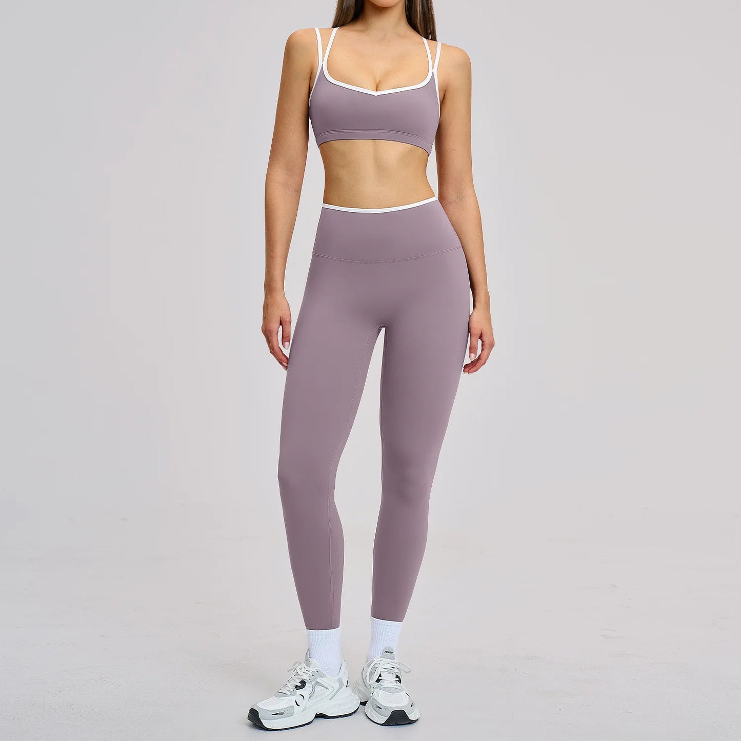 2PCS Workout Clothes Wide Leg Pant Yoga Suits Solid Color Bra Sports Set Gym Tracksuits Female Quick Dry Fitness Suit Sports Set
