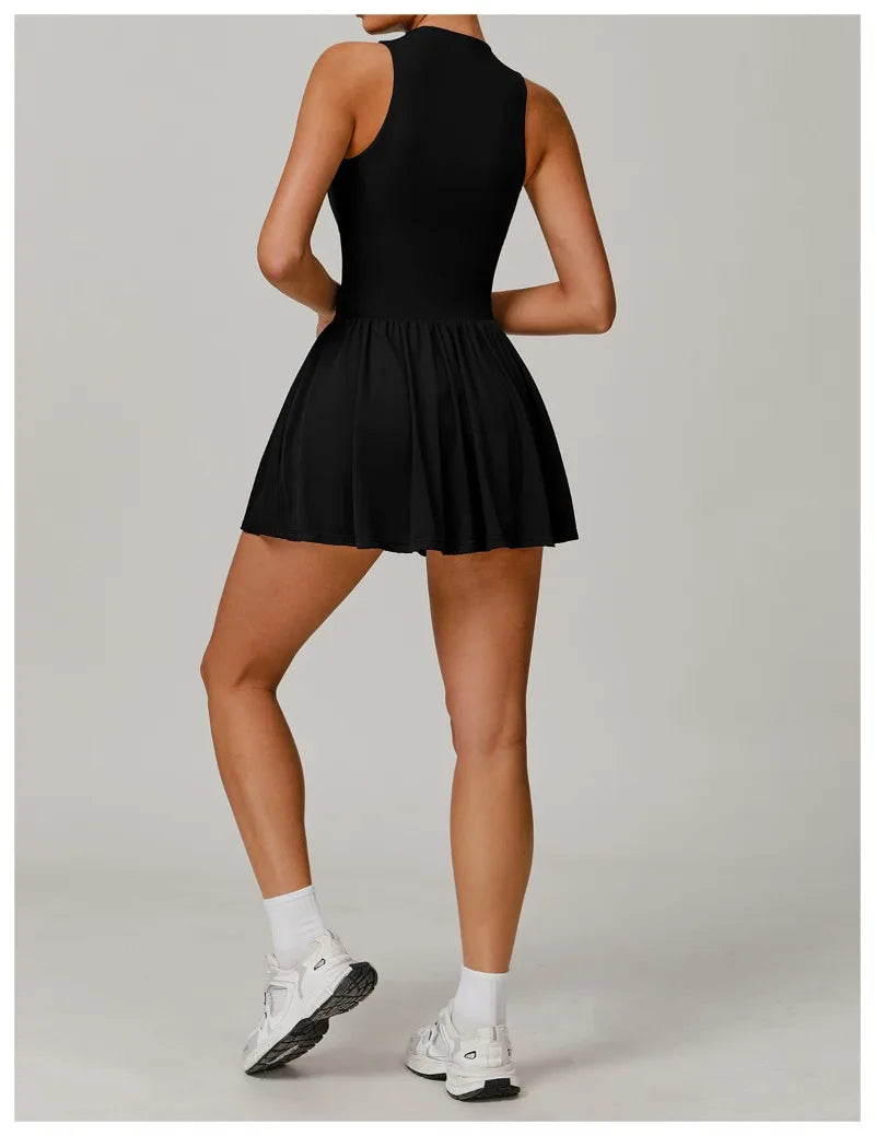 Tennis Skirt Sports Fitness Stand-up Collar Anti-light Golf Badminton Casual Fitness Workout Clothing Gym Yoga Suit for Women