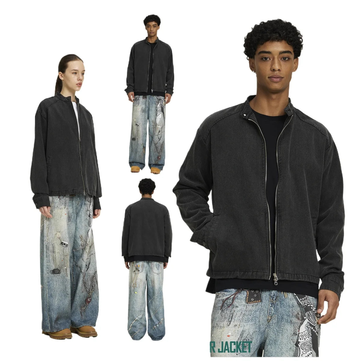 Custom LOGO men's 330G cotton stand-up collar jacket old coat autumn and winter new 2026 American retro boxy short and wide top