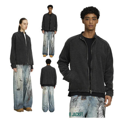 Custom LOGO men's 330G cotton stand-up collar jacket old coat autumn and winter new 2026 American retro boxy short and wide top