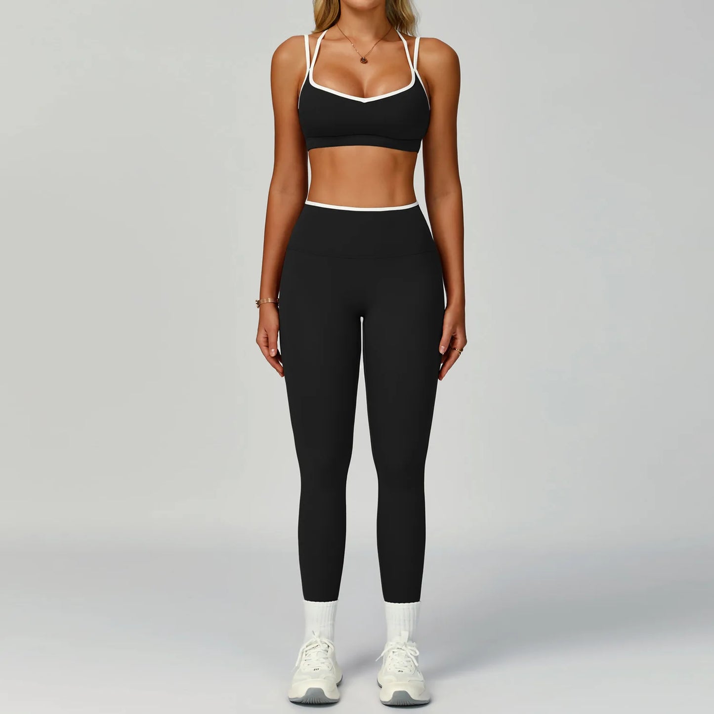 2 Pieces Gym Tracksuit Women Clothes Yoga Set Workout Outfits Fitness Sportswear High Waist Leggings Sports Bra Athletic Wear