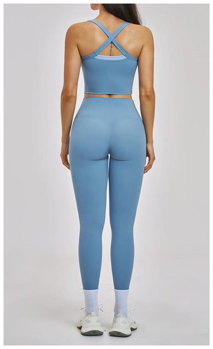 Women Gym Tracksuit Yoga Suit Sports Outfits High Waist Leggings Workout Clothes Female Fitness Running Suit Push Up Sportswear