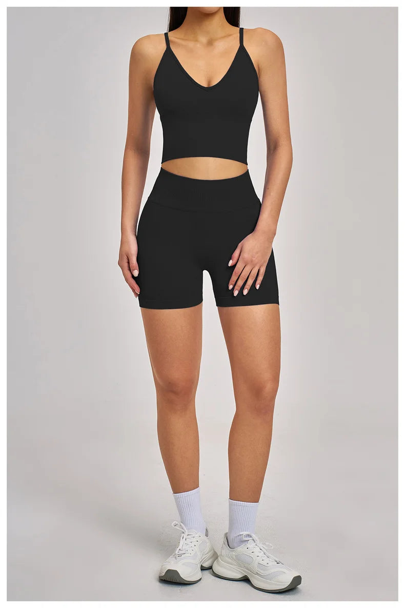 TRY TO BN Seamless Women's Tracksuit Shorts Yoga Set High Waisted Sportswear Fitness Workout Leggings Cycling Running Gym Shorts