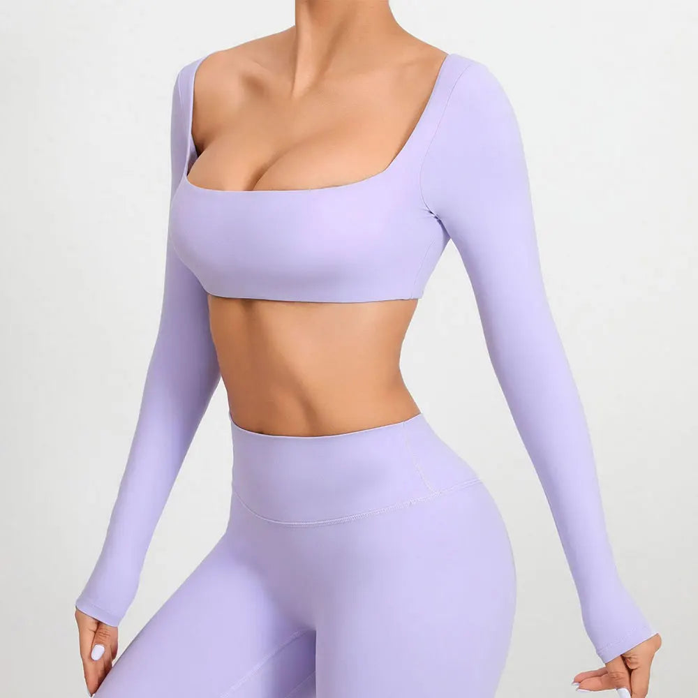 Women Yoga Shirts Crop Top Sexy Long Sleeves Shirts for Women Yoga Sports Fitness Sport Gym Clothes Running Push Up Workout Tops