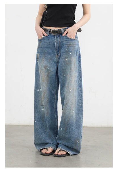 CHIC VEN Women Jeans Loose Casual New Retro High Waisted Straight Leg Wide Leg Denim Pants Female Trousers Summer 2025