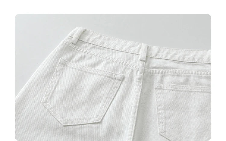 CHIC VEN Women Pants White Slim High Waisted Cotton Straight Leg Casual Slim Leg Jeans Girl Trouser Spring Autumn 2025