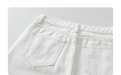 CHIC VEN Women Pants White Slim High Waisted Cotton Straight Leg Casual Slim Leg Jeans Girl Trouser Spring Autumn 2025