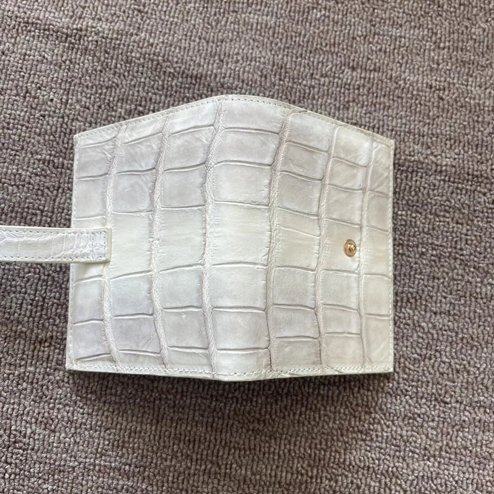 Himalayan white crocodile leather women's wallet authentic crocodile leather short women's wallet fashion design card bag