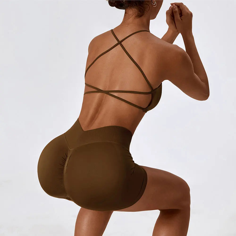 Seamless Yoga Set Gym Suits With Shorts Crop Top Sexy Bra Women's Pants 2 Pieces Set Running Workout Outfit Fitness Clothing