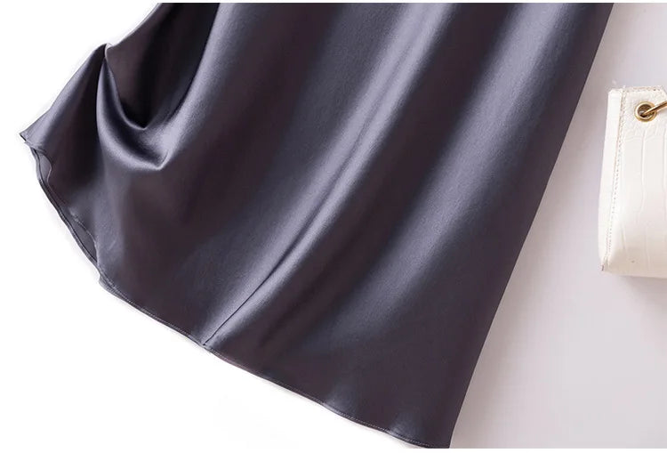 SuyaDream Silk Skirt for Woman 93%Silk 7%Spandex Solid A-line 2025 Spring Summer Chic Mid Skirts