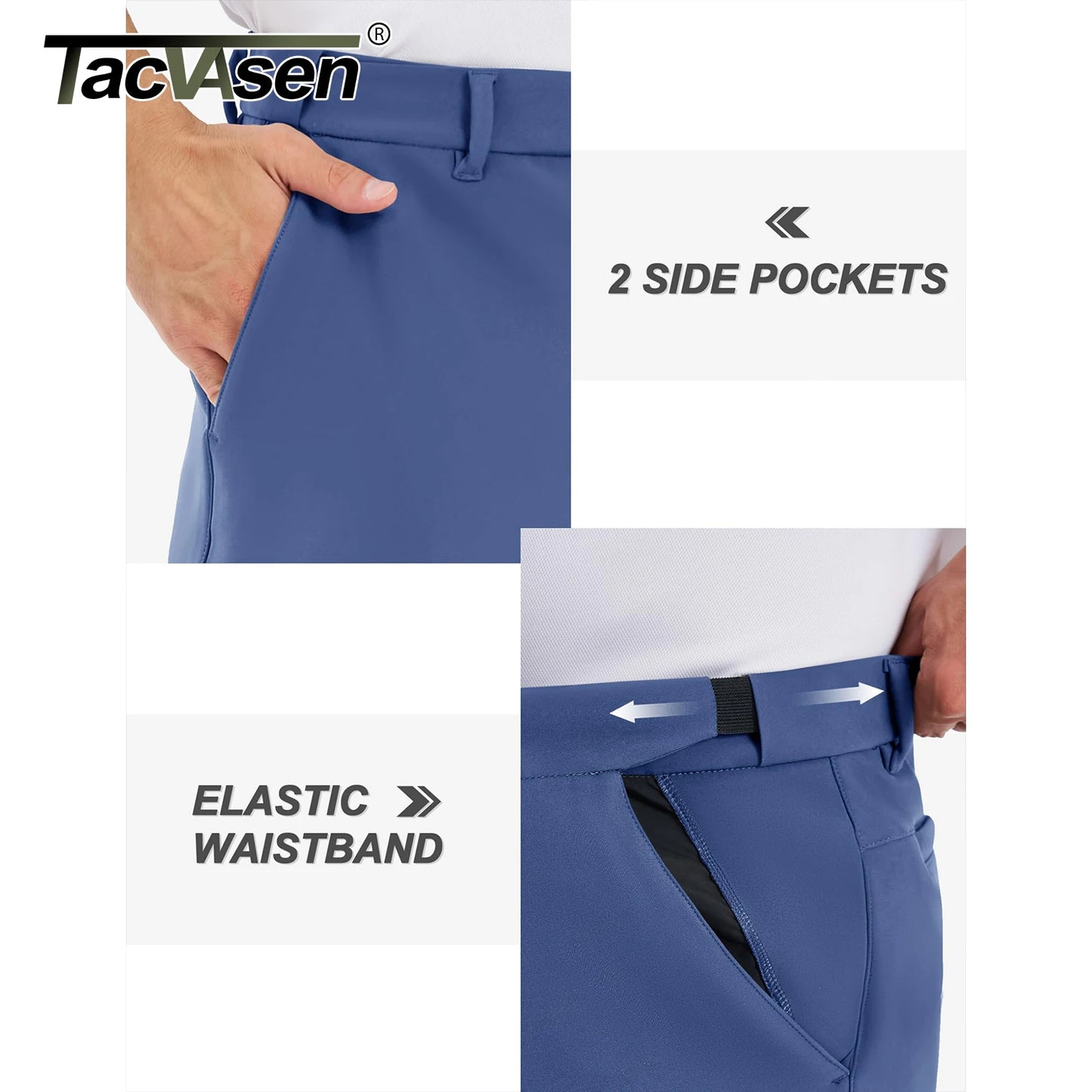 TACVASEN Winter Golf Pants for Men Fleece Lined Work Business Casual Dress Slacks Water Resistant Stretch Warm Trousers