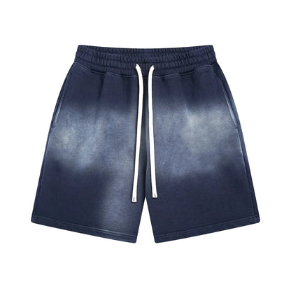 Customized LOGO Men's 2025 New 430G Heavy 100% Cotton Spray Dyeing Old Shorts Street Tide Washing Retro Loose Pants