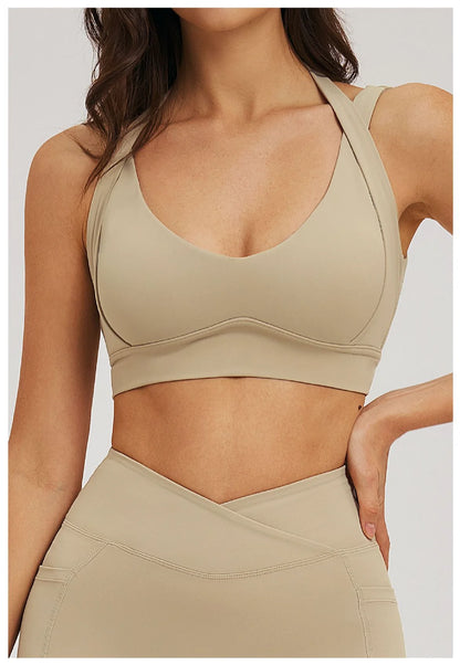 Solid Color Yoga Bra Women Sexy Gym Workout Crop Top Shockproof Sports Underwear Female Beautiful Back Sports Bra Fitness Top