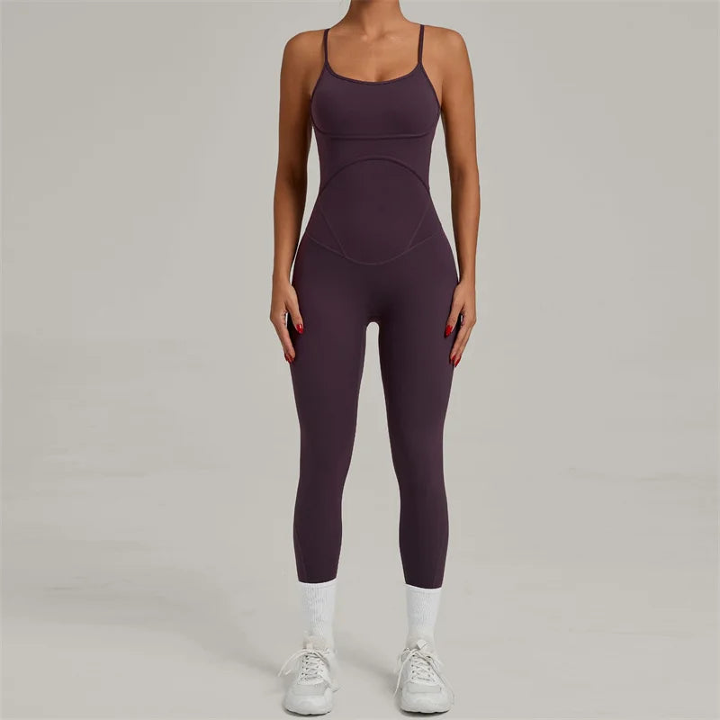 TRY TO BN Sports Jumpsuit Yoga Cross Adjustable Shoulder Straps Fitness Workout Bodysuit One Piece Sportswear Gym Women Clothing