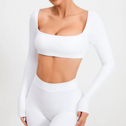 Women Yoga Shirts Crop Top Sexy Long Sleeves Shirts for Women Yoga Sports Fitness Sport Gym Clothes Running Push Up Workout Tops