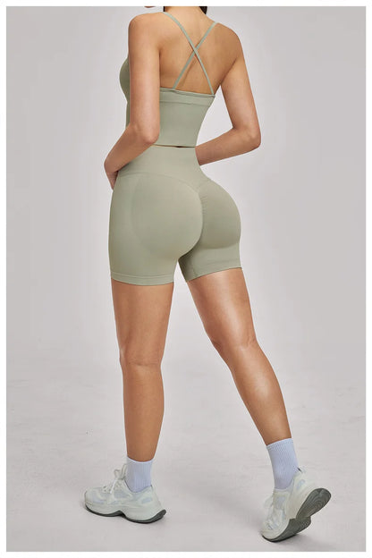 TRY TO BN Seamless Women's Tracksuit Shorts Yoga Set High Waisted Sportswear Fitness Workout Leggings Cycling Running Gym Shorts