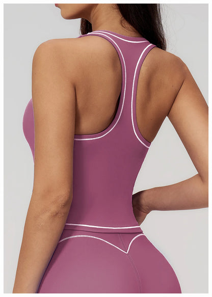 Sports Gym Fitness Vest with Chest Pad Women Color Contrast Shockproof Yoga Bras Female Workout Sports Underwear Yoga Clothes