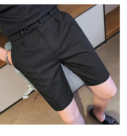 4 Color Summer British Style Suit Shorts 2023 Men Naples Business Casual Slim Fit Short Pant Fashion Slim Fit Solid Color Pants
