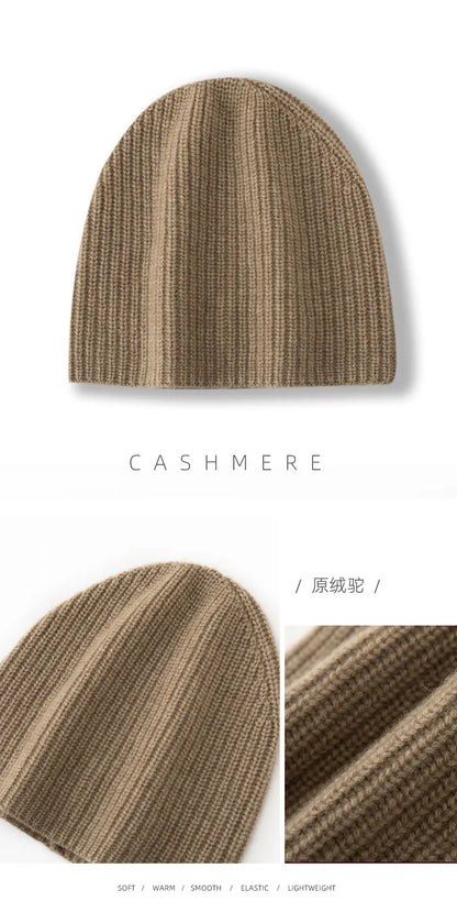 DjzDsm New Autumn/Winter Men's High-end 100% Goat Cashmere Pullover Hat With Elastic Knitted Warm Hat