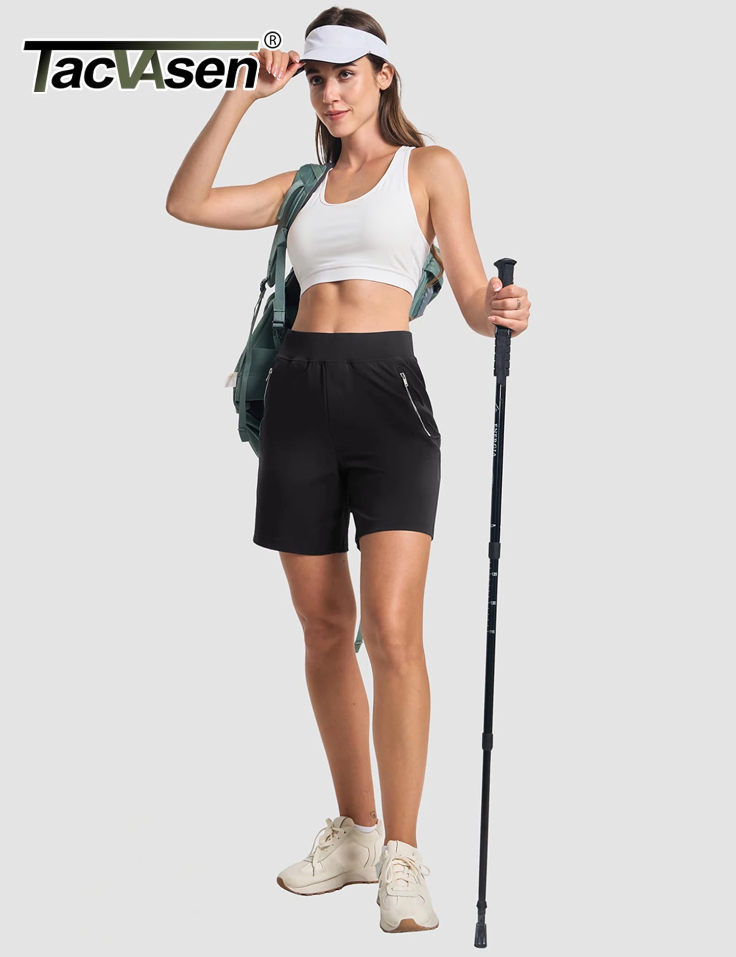 TACVASEN Women's High Waisted Hiking Golf Shorts with 4 Pockets 7" Lightweight Stretchy Athletic Running Summer Shorts Quick Dry