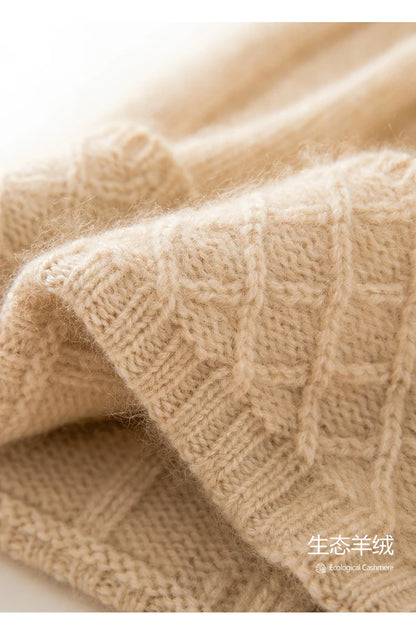 Thickened Outdoor Hat Autumn And Winter Men's And Women's Pullover 100%cashmere Hat With Groove Strip Casual And Warm Woolen Hat