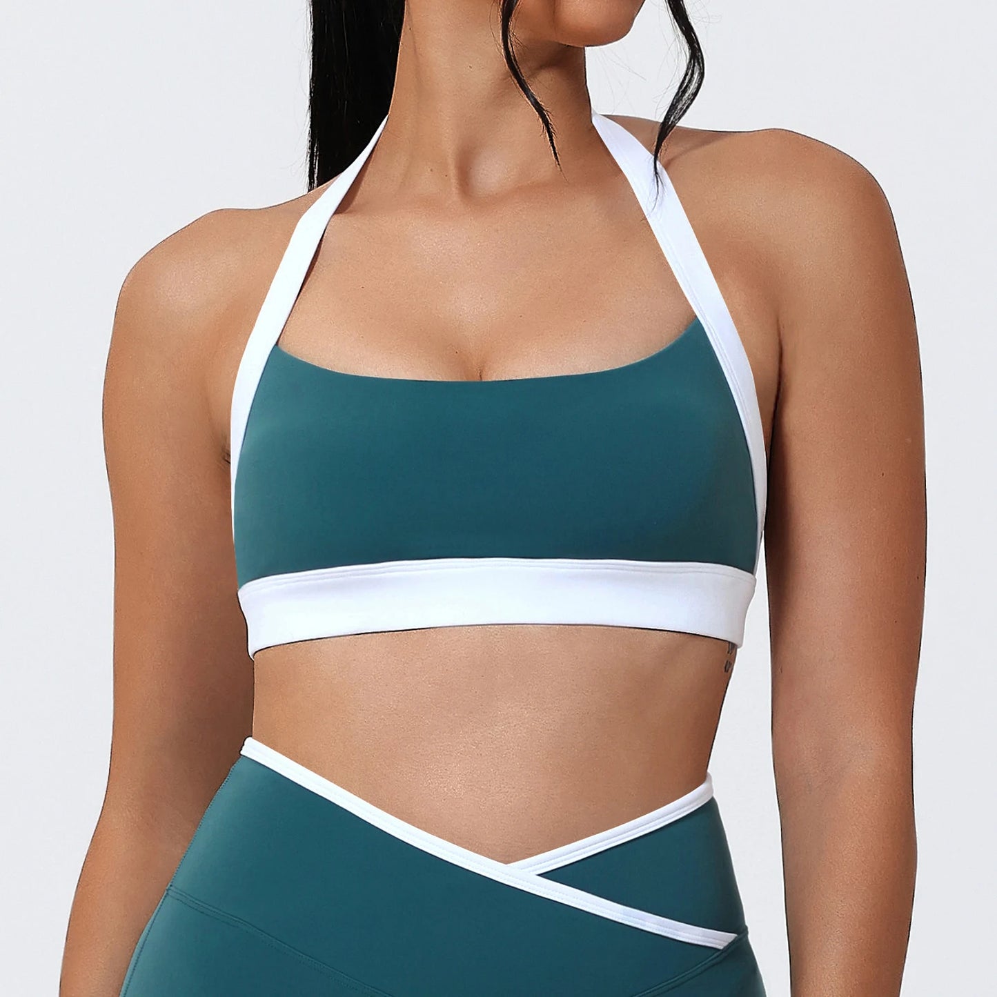 Ctenkevet Women's Color Clash Crop Top Quick-Dry Gym Bra Female Sleeveless Backless Sports Underwear for Outdoor Running CropTop