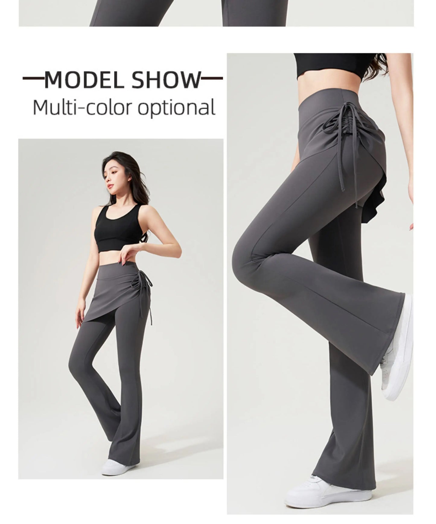 Yoga Bell-bottom Pants Fake Two-piece Skirt Pants High Waist Hip Lift Tight Body Anti-exposure Pilates Sports Fitness Leggings