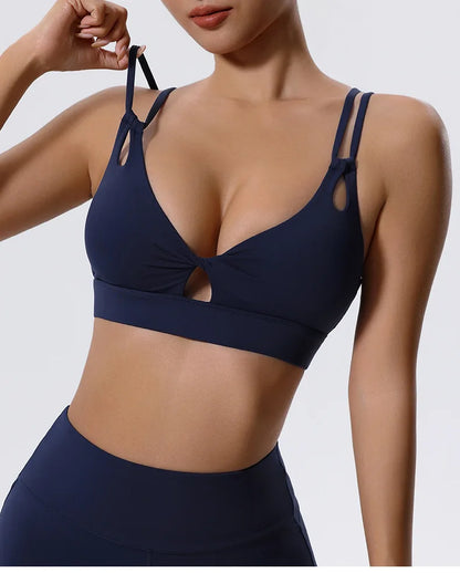 Women Fitness Sports Bra Sexy Top Gym Yoga Bra  Athletic Back Cutout Cross Tight Gym Push Up Workout Soft With Chest Pad
