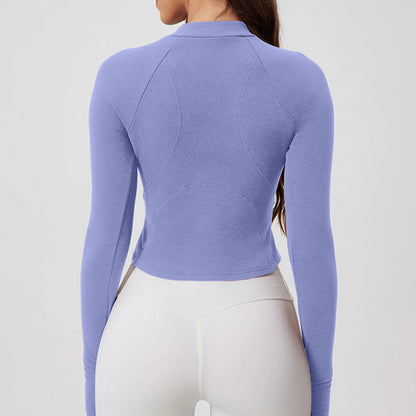 Half Zipper Running Fitness Jacket Outdoor Sports Long Sleeved Women Slim Gym Workout Top Female Yoga Clothes Quick Dry Jacket