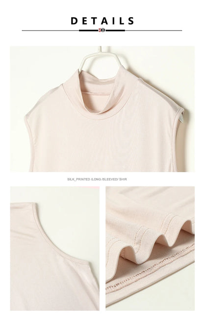 SuyaDream. Women Solid Tanks, 92%Real Silk, Mock Neck, Sleeveless Chic T Shirt, 2025 Solid Summer Vests
