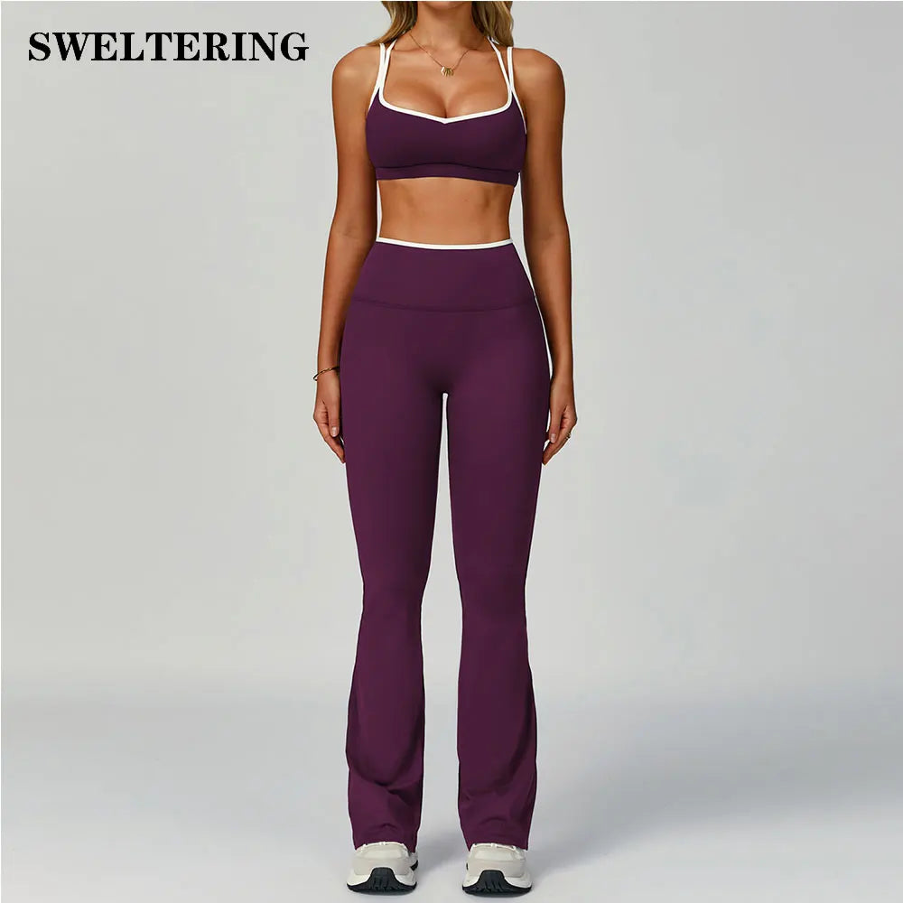 2 Pieces Gym Tracksuit Women Clothes Yoga Set Workout Outfits Fitness Sportswear High Waist Leggings Sports Bra Athletic Wear
