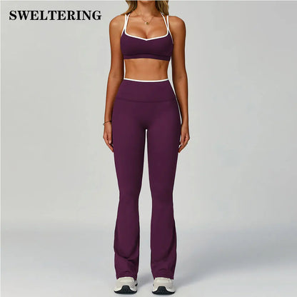 2 Pieces Gym Tracksuit Women Clothes Yoga Set Workout Outfits Fitness Sportswear High Waist Leggings Sports Bra Athletic Wear