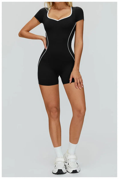 TRY TO BN Gym Jumpsuit Sports Hollow Back Women's Breathable Contrasting Colors Bodysuit Fitness One Piece Running Yoga Clothing
