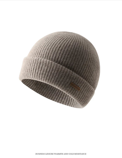 DjzDsm High Quality 100% Cashmere Knitted Hat for Men Casual Beanie Hat Thicken Cap Winter Soft Warm Cashmere Caps