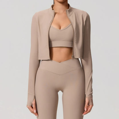Summer Women Gym Zipper Long Sleeve Jacket Outdoors Workout Yoga Top Female Slim tight Clothes Women Quick-Dry Sportswear