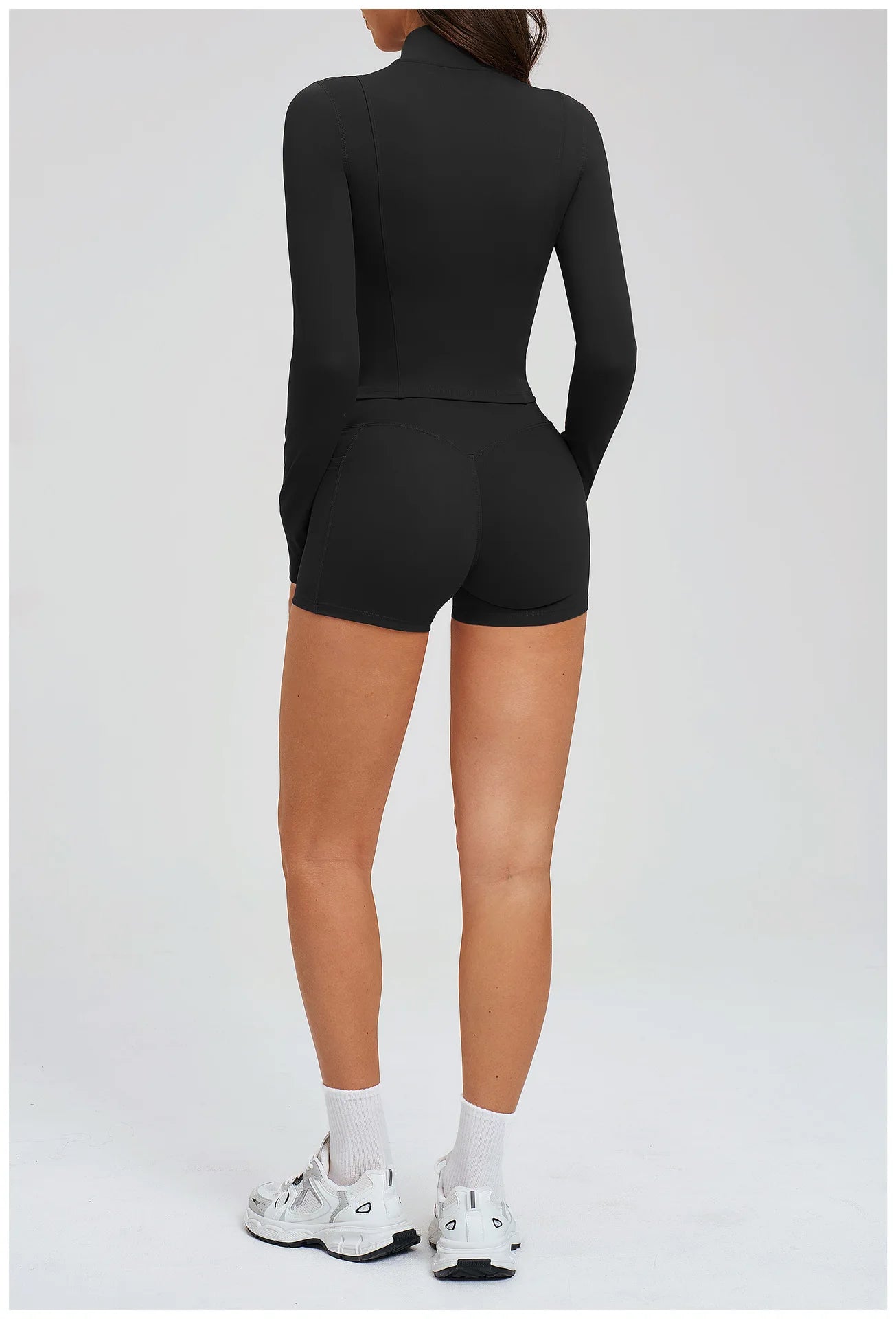 2PCS Yoga Suit Women's Tracksuit Gym Clothing Sportswear Female Workout Long Sleeve Sports Suit High Waist Cycling Shorts Set